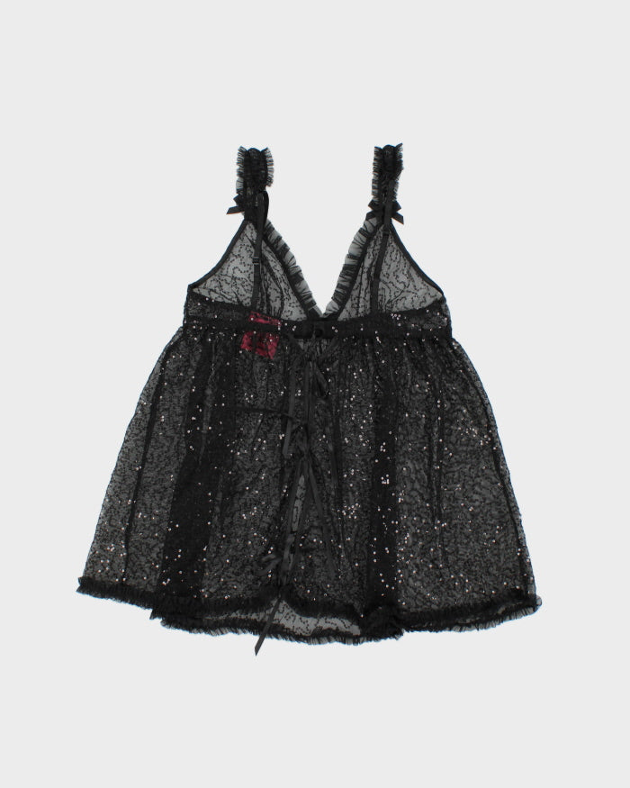 Vintage Y2k 2000s Victoria's Secret Mesh Sequin Tie Back Cami Top - M