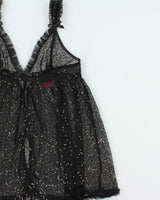 Vintage Y2k 2000s Victoria's Secret Mesh Sequin Tie Back Cami Top - M