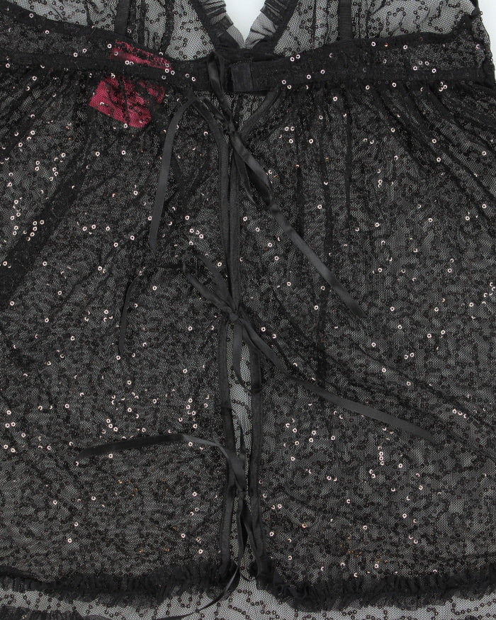 Vintage Y2k 2000s Victoria's Secret Mesh Sequin Tie Back Cami Top - M