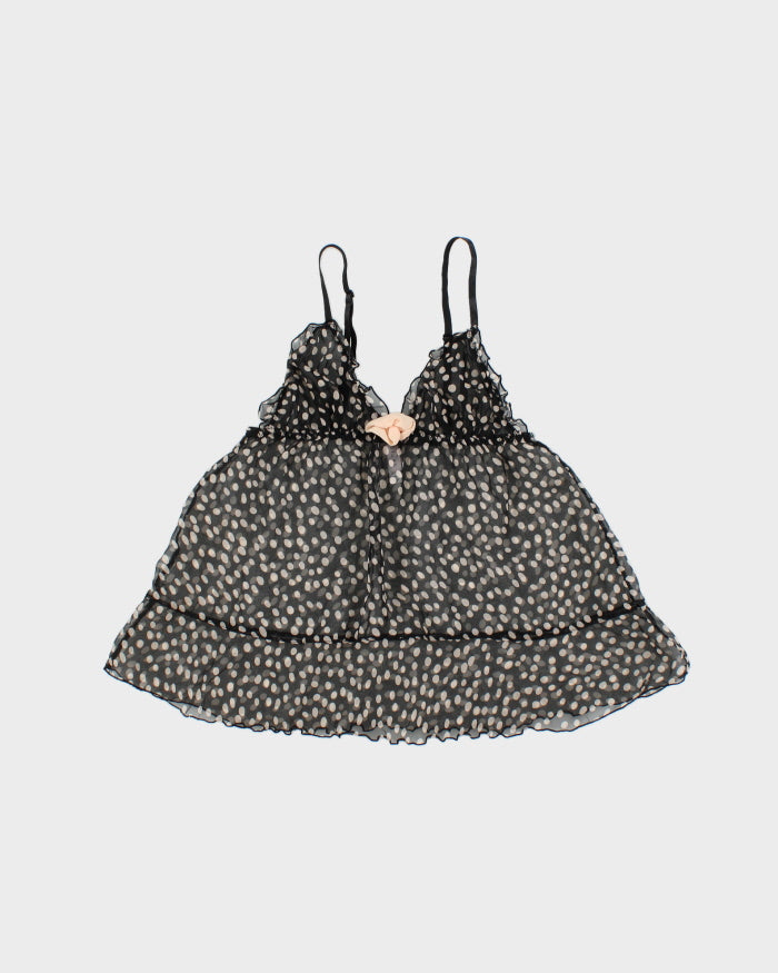 Vintage Y2k 2000s Blush Polka Dot Mesh Cami Top - S