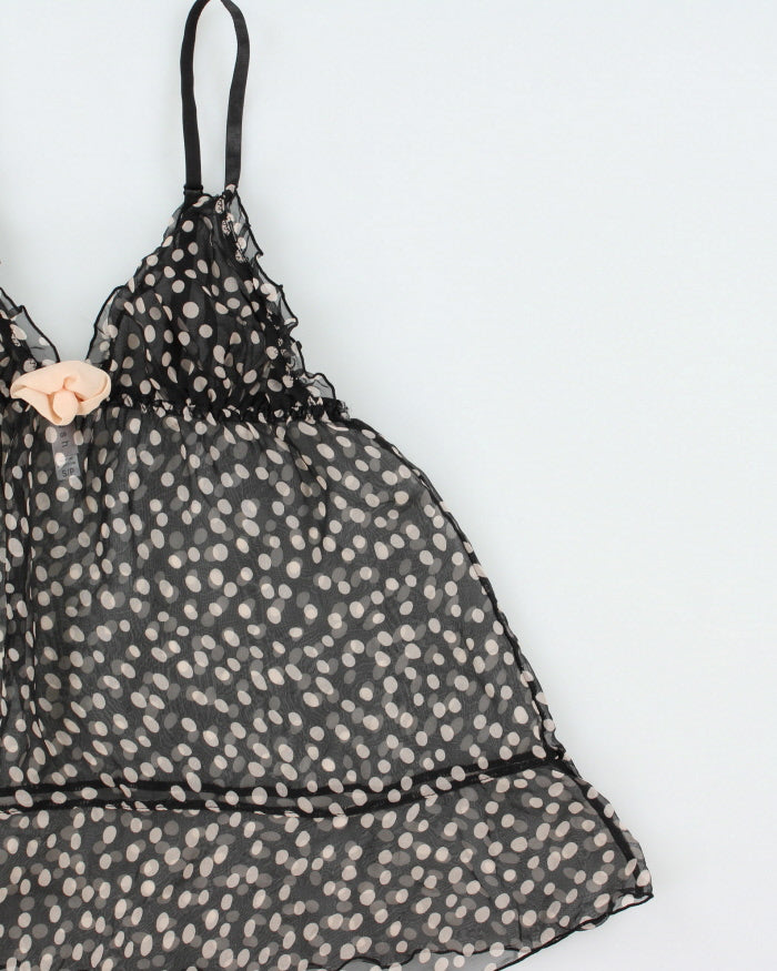 Vintage Y2k 2000s Blush Polka Dot Mesh Cami Top - S