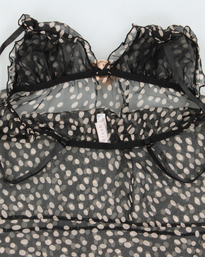 Vintage Y2k 2000s Blush Polka Dot Mesh Cami Top - S