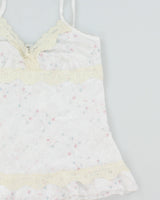 Vintage 1990s Whisper Embroidered Crinkle Cami Top - S