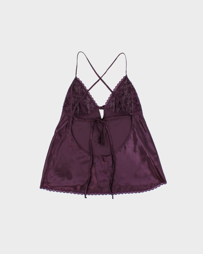 Vintage Y2k 2000s La Vie En Rose Backless Satin Top - S