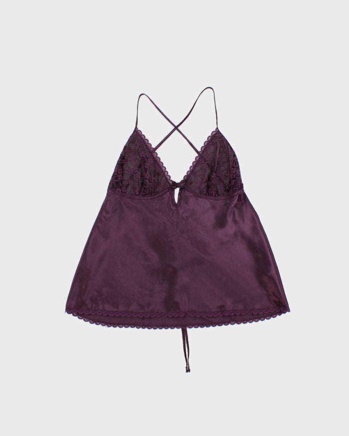 Vintage Y2k 2000s La Vie En Rose Backless Satin Top - S