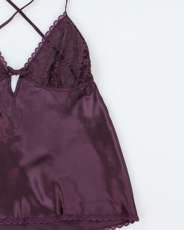 Vintage Y2k 2000s La Vie En Rose Backless Satin Top - S