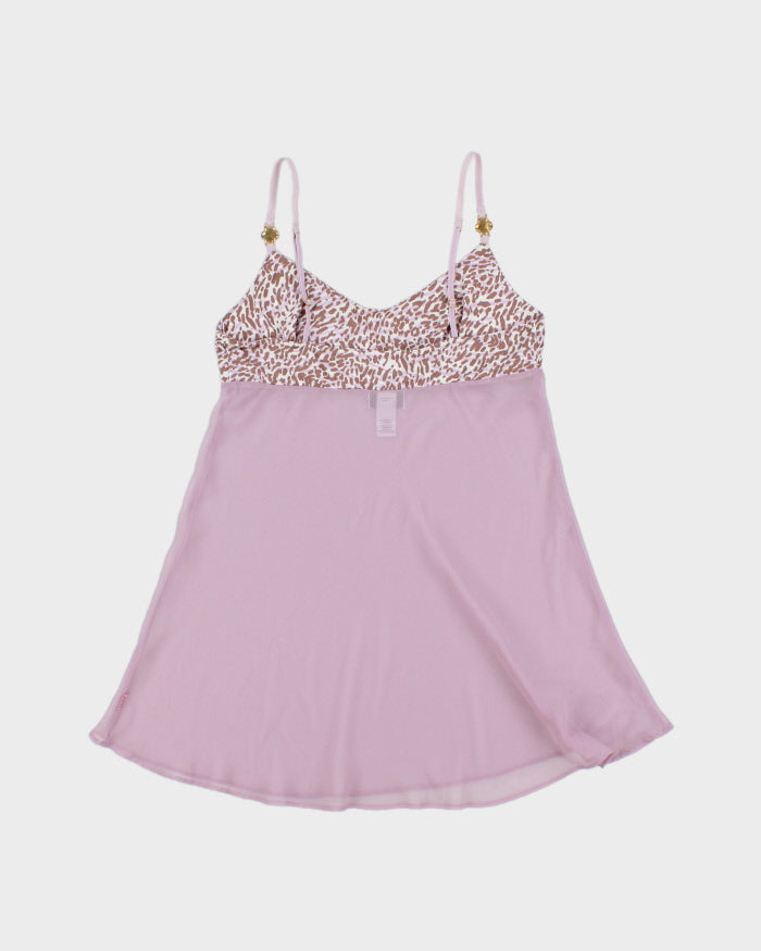 Vintage Y2k 2000s La Senza Mesh Bodice Embroidered Bust Cami Top - S