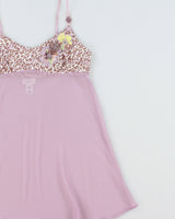 Vintage Y2k 2000s La Senza Mesh Bodice Embroidered Bust Cami Top - S