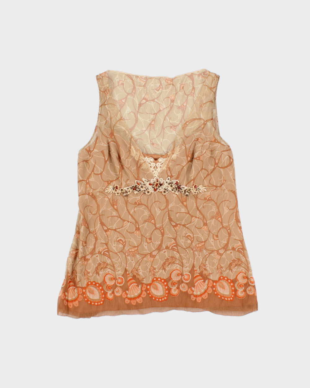 DSWT Y2K 2000s Elie Tahari Silk Beaded Silk Top - L