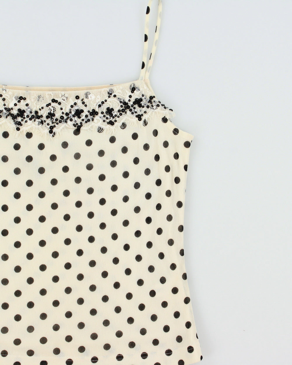 Vintage Y2K 2000s Girdear Polka Dot Double Mesh Beaded Cami - S