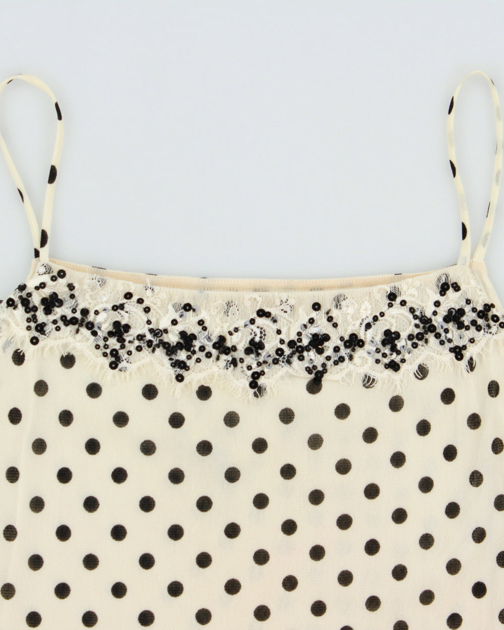 Vintage Y2K 2000s Girdear Polka Dot Double Mesh Beaded Cami - S