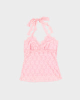 Vintage Y2K 2000s Back Stage Lace Halter Neck Top - S