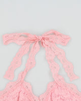 Vintage Y2K 2000s Back Stage Lace Halter Neck Top - S