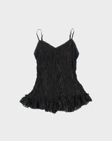 Vintage 1990s J&amp;D Sheer Crinkle Ruffle Hem Silk Blend Cami Top - M