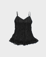 Vintage 1990s J&amp;D Sheer Crinkle Ruffle Hem Silk Blend Cami Top - M