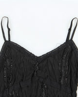 Vintage 1990s J&amp;D Sheer Crinkle Ruffle Hem Silk Blend Cami Top - M