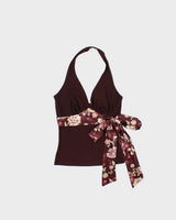 Vintage 1990s Have Satin Tie Slinky Halter Neck Top - S