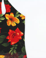 Vintage 1990s Seduction Floral Lined Mesh Key Hole halter Neck Top - S