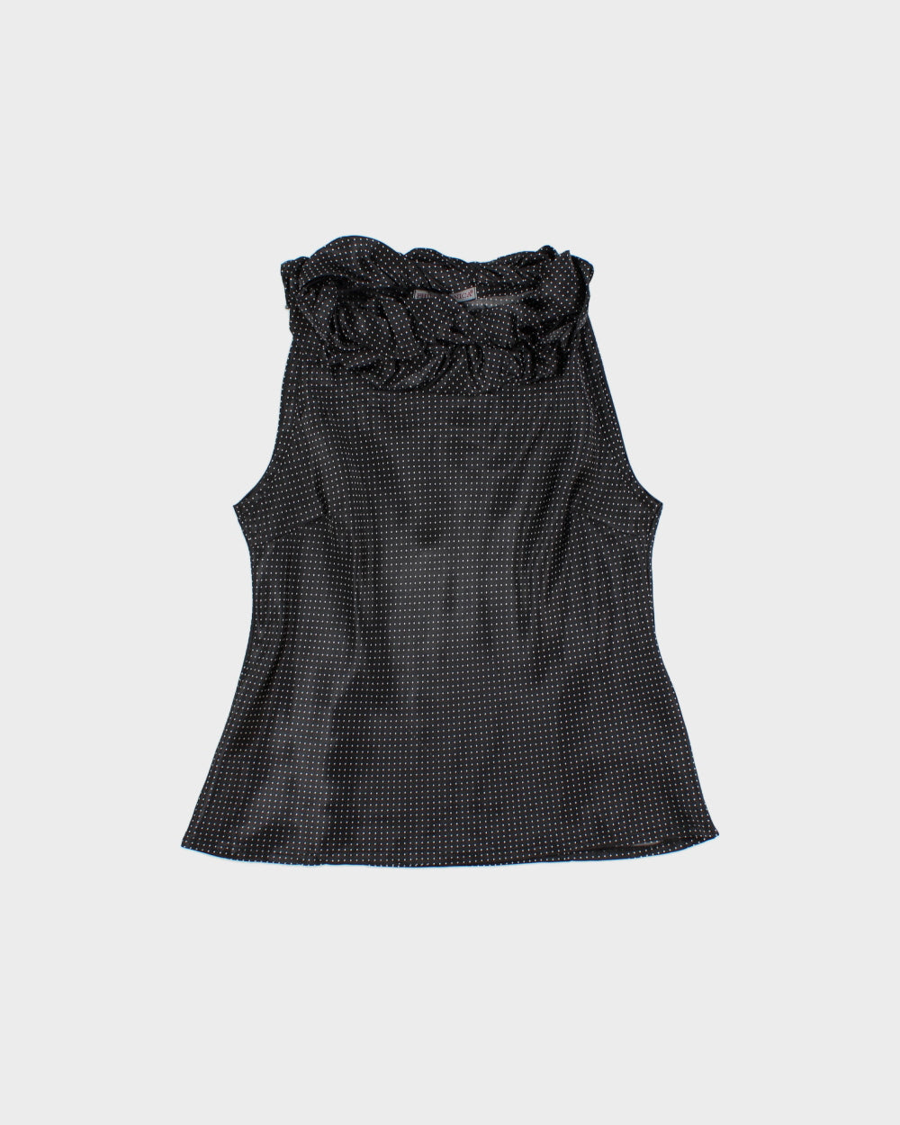 Vintage 1990s Phillip Monica Polka Dot Satin Gathered Neck Detail Top - M