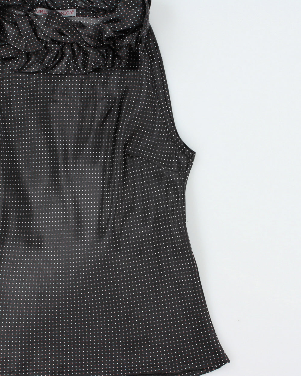 Vintage 1990s Phillip Monica Polka Dot Satin Gathered Neck Detail Top - M