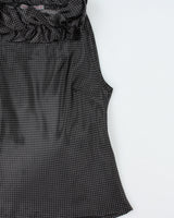 Vintage 1990s Phillip Monica Polka Dot Satin Gathered Neck Detail Top - M