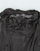Vintage 1990s Phillip Monica Polka Dot Satin Gathered Neck Detail Top - M