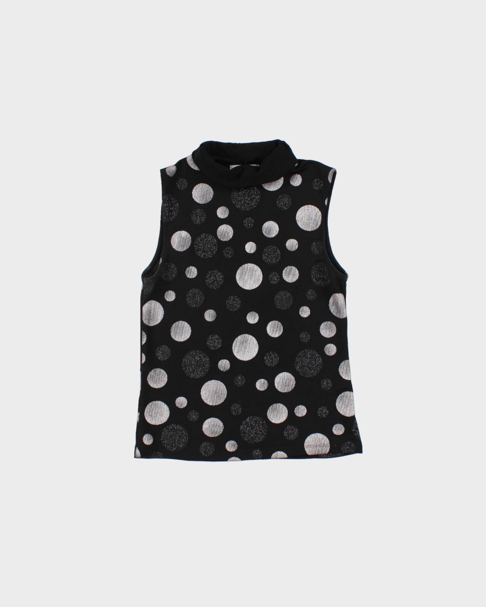 Vintage 1990s Monella Metallic Sparkly Spotty High Neck Top - S