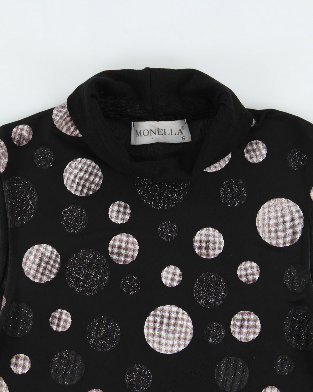 Vintage 1990s Monella Metallic Sparkly Spotty High Neck Top - S