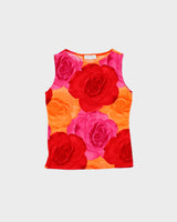 Vintage 1990s Fairweather Rose Print Slinky Boat neck Top - M