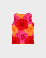 Vintage 1990s Fairweather Rose Print Slinky Boat neck Top - M