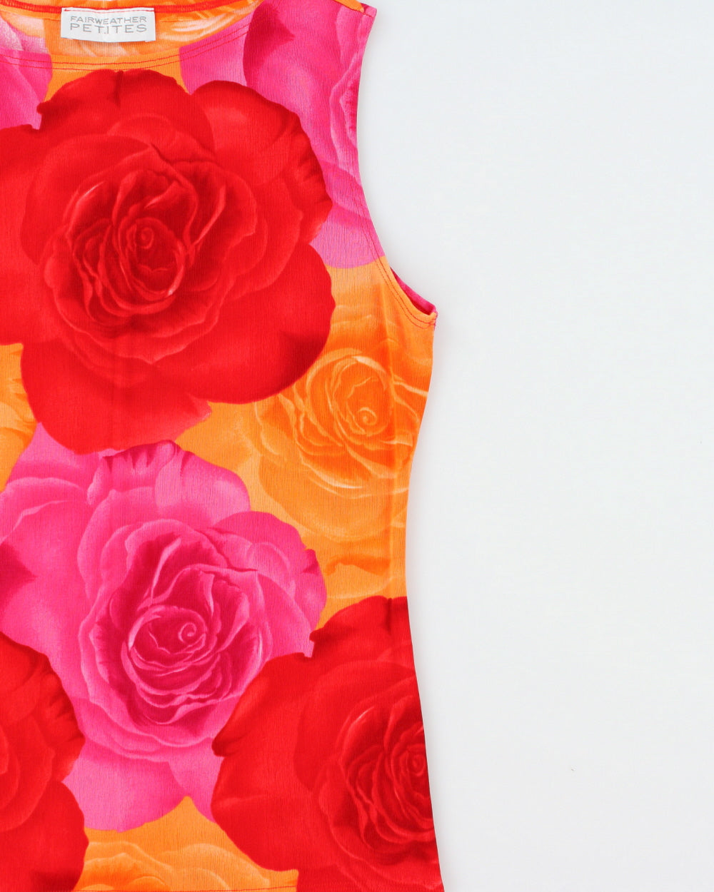 Vintage 1990s Fairweather Rose Print Slinky Boat neck Top - M