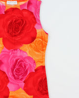 Vintage 1990s Fairweather Rose Print Slinky Boat neck Top - M