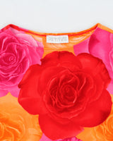 Vintage 1990s Fairweather Rose Print Slinky Boat neck Top - M