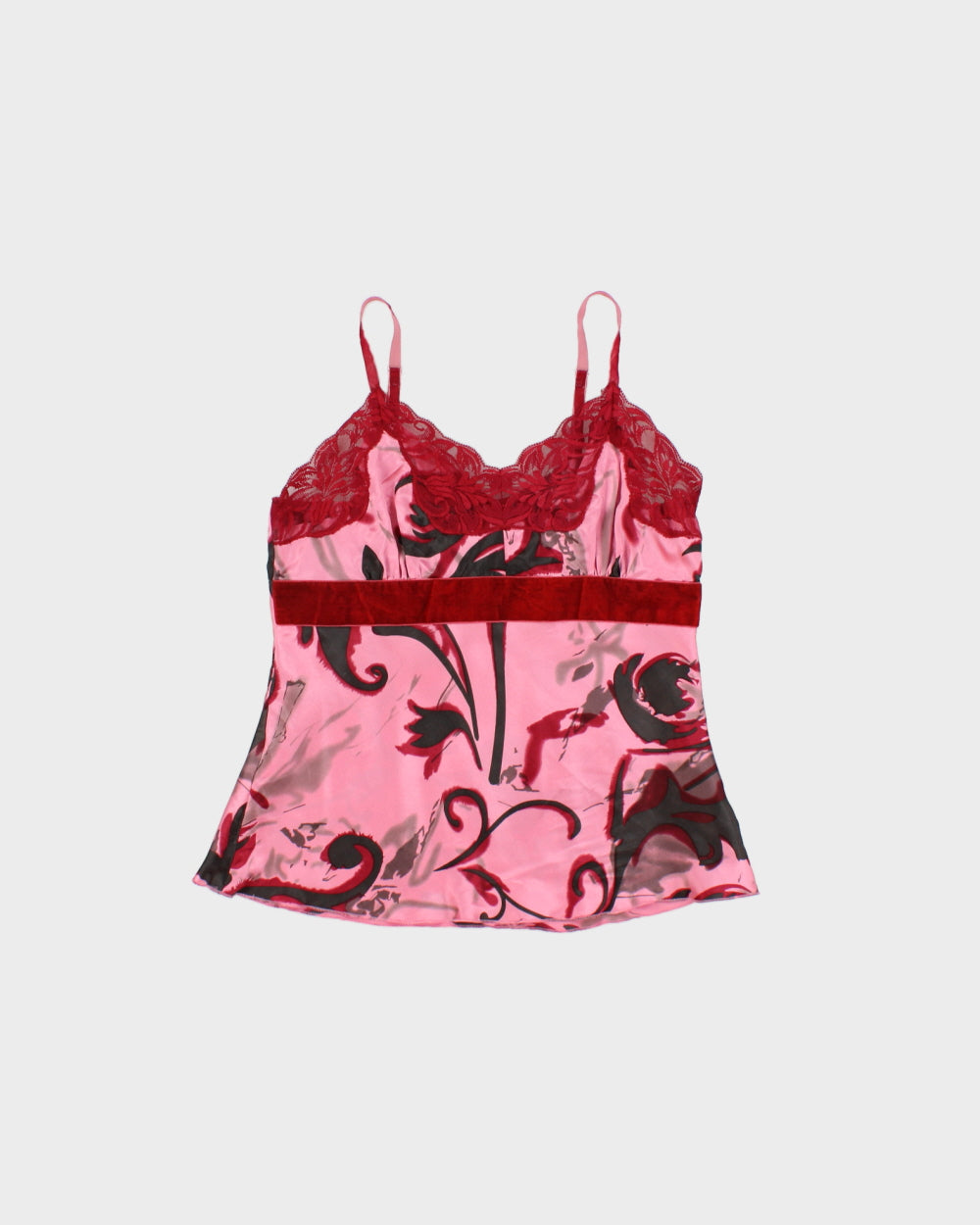Vintage 2000s Kenzie Velvet Detail Silk Cami Top - S