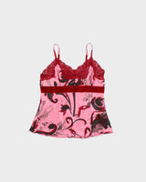 Vintage 2000s Kenzie Velvet Detail Silk Cami Top - S