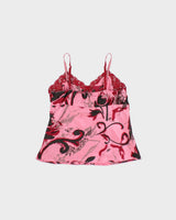 Vintage 2000s Kenzie Velvet Detail Silk Cami Top - S