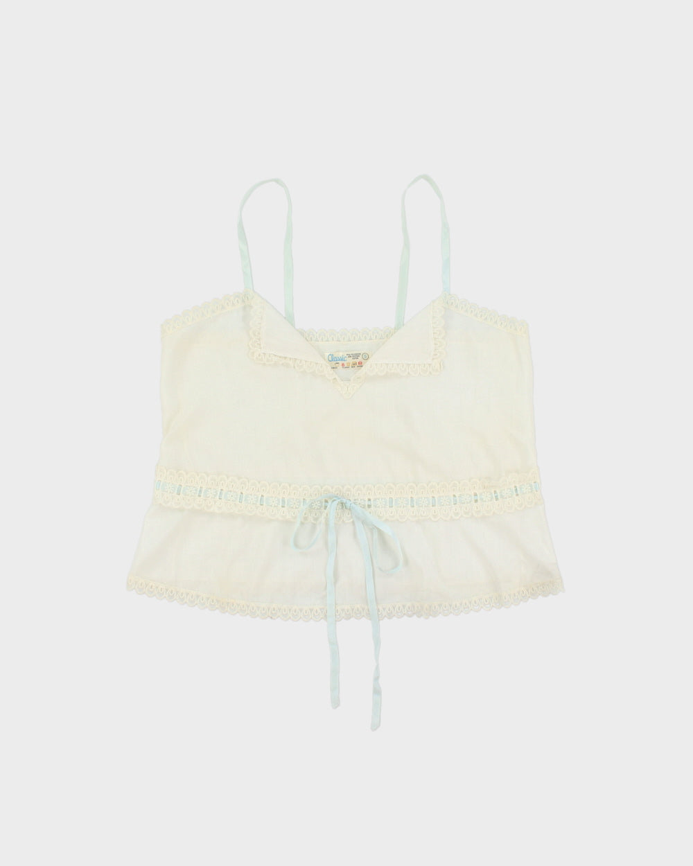 Vintage 1970s Classics Sheer Lace Trim Cami - S