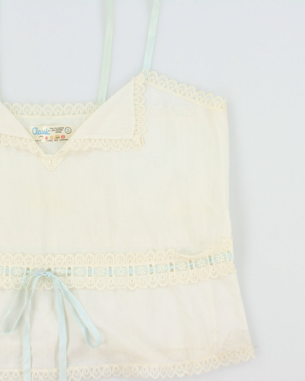Vintage 1970s Classics Sheer Lace Trim Cami - S