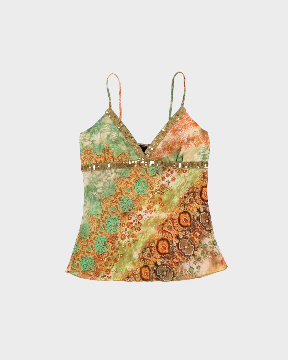Vintage Y2K 2000s Icon U.S.A Semi Sheer Sequin Detail Cami Top - S