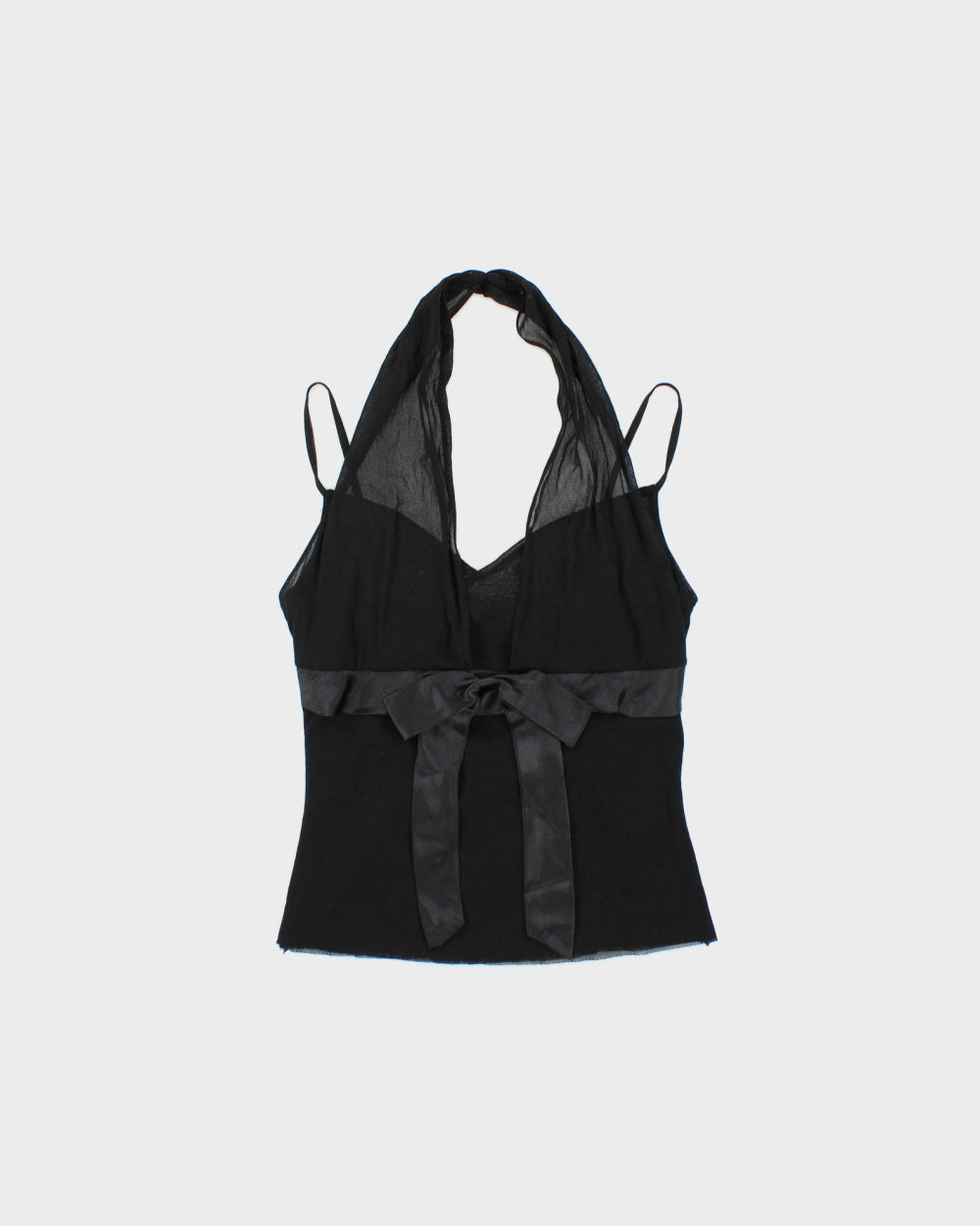 Vintage Y2K 2000s Wardrobe Mesh Double Layer Halter Neck Cami Top - S