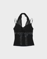 Vintage Y2K 2000s Wardrobe Mesh Double Layer Halter Neck Cami Top - S