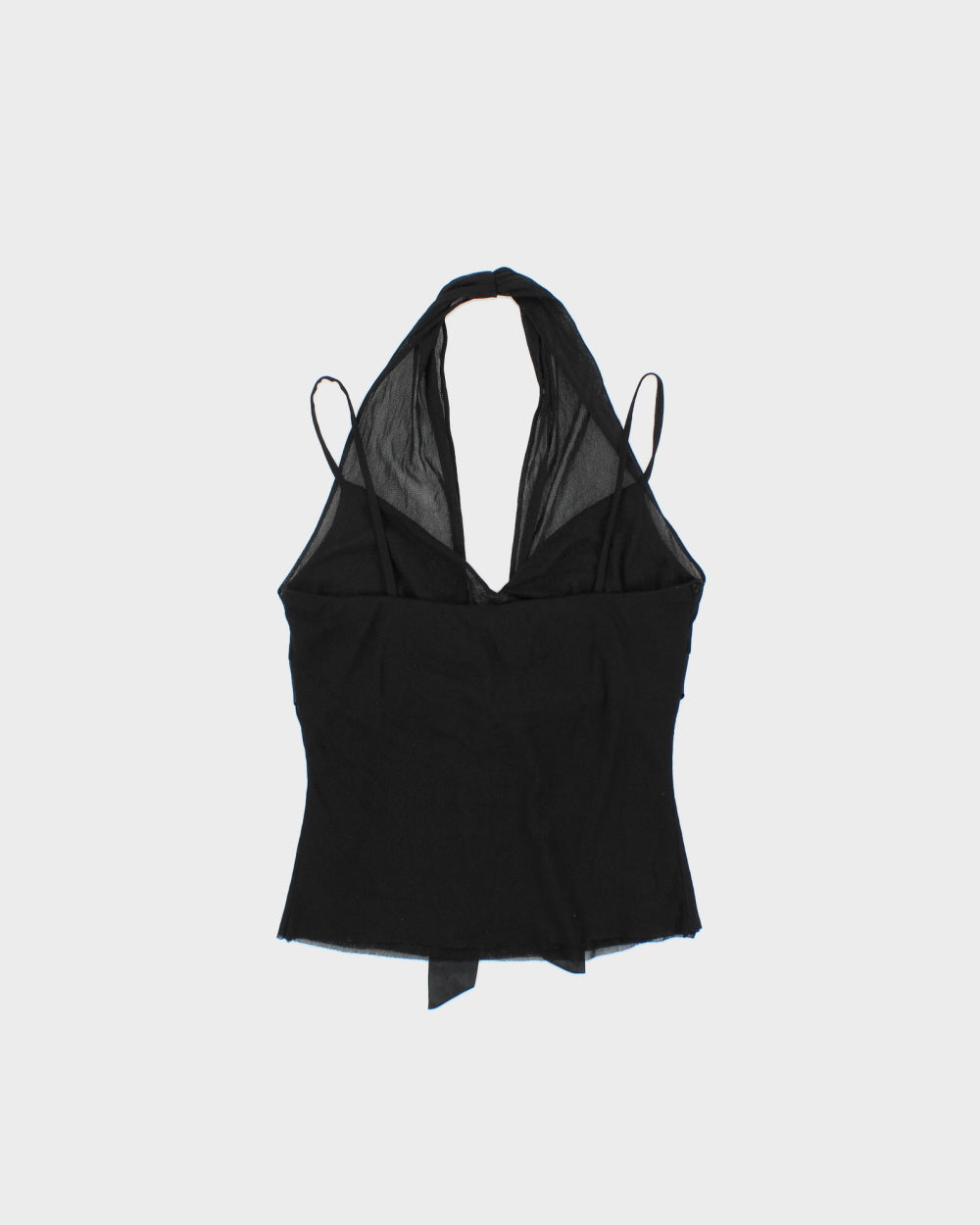 Vintage Y2K 2000s Wardrobe Mesh Double Layer Halter Neck Cami Top - S