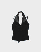 Vintage Y2K 2000s Wardrobe Mesh Double Layer Halter Neck Cami Top - S