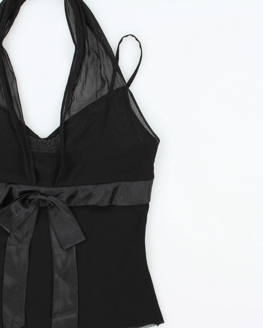 Vintage Y2K 2000s Wardrobe Mesh Double Layer Halter Neck Cami Top - S