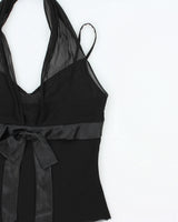 Vintage Y2K 2000s Wardrobe Mesh Double Layer Halter Neck Cami Top - S