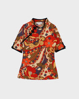 Vintage 1990s Fru.i.tion Floral Slinky Split Sides Top - S