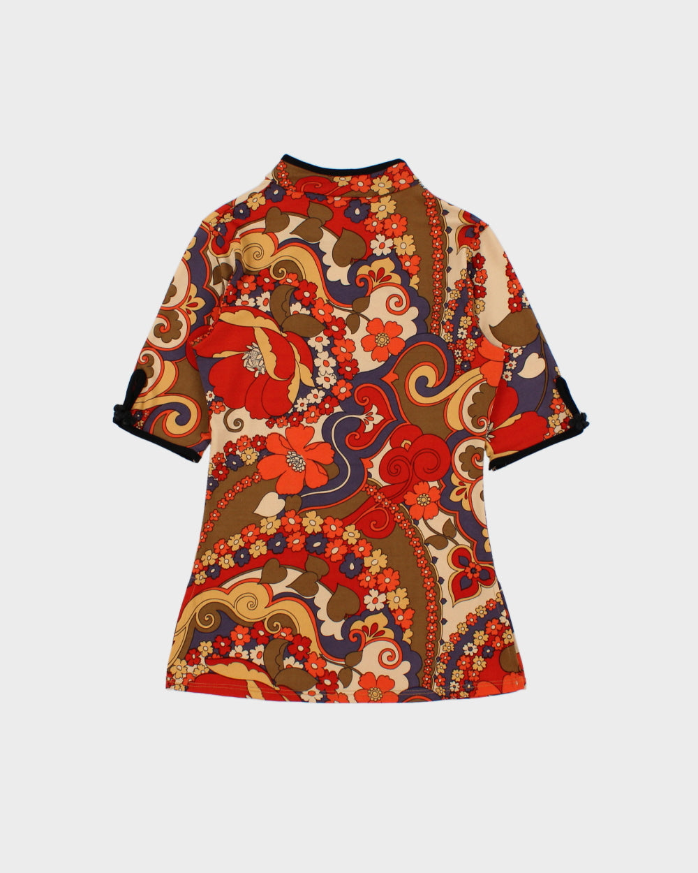 Vintage 1990s Fru.i.tion Floral Slinky Split Sides Top - S