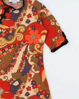 Vintage 1990s Fru.i.tion Floral Slinky Split Sides Top - S