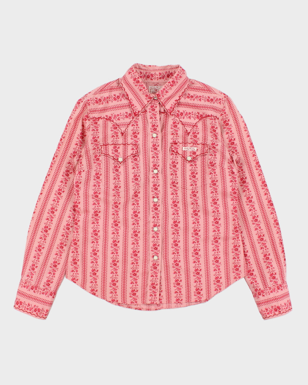 Vintage 1990s Lucky Brand Western Pear Snap Button Blouse - M