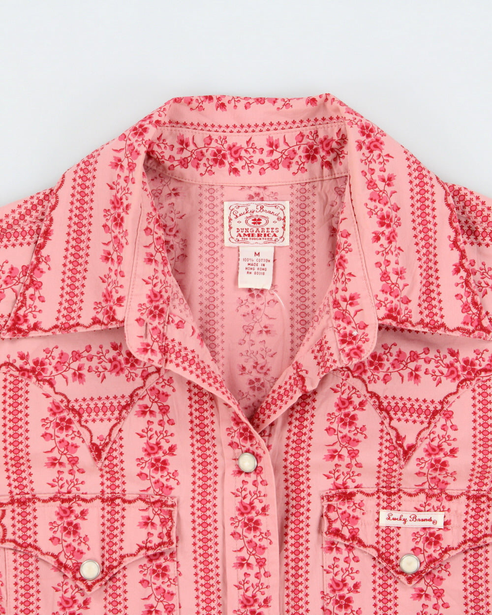 Vintage 1990s Lucky Brand Western Pear Snap Button Blouse - M